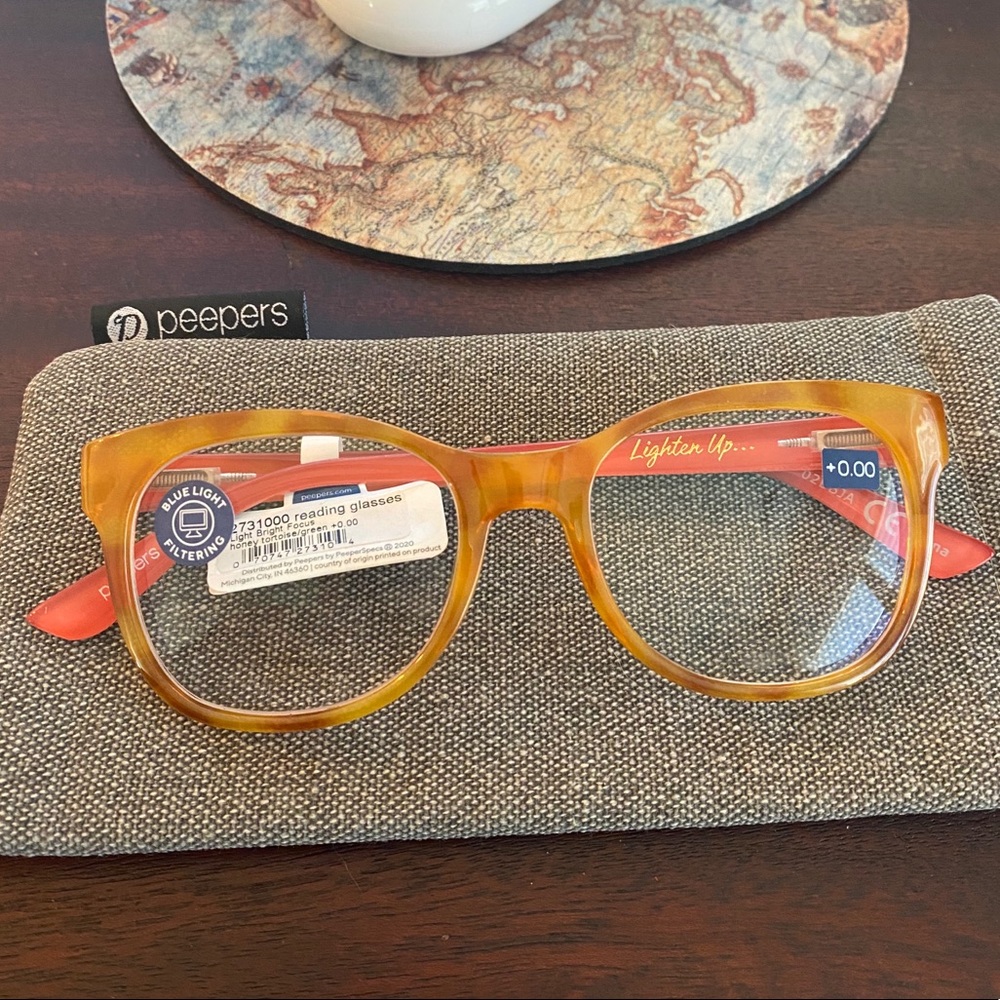 NWT Peppers Reading Glasses honey tortoise